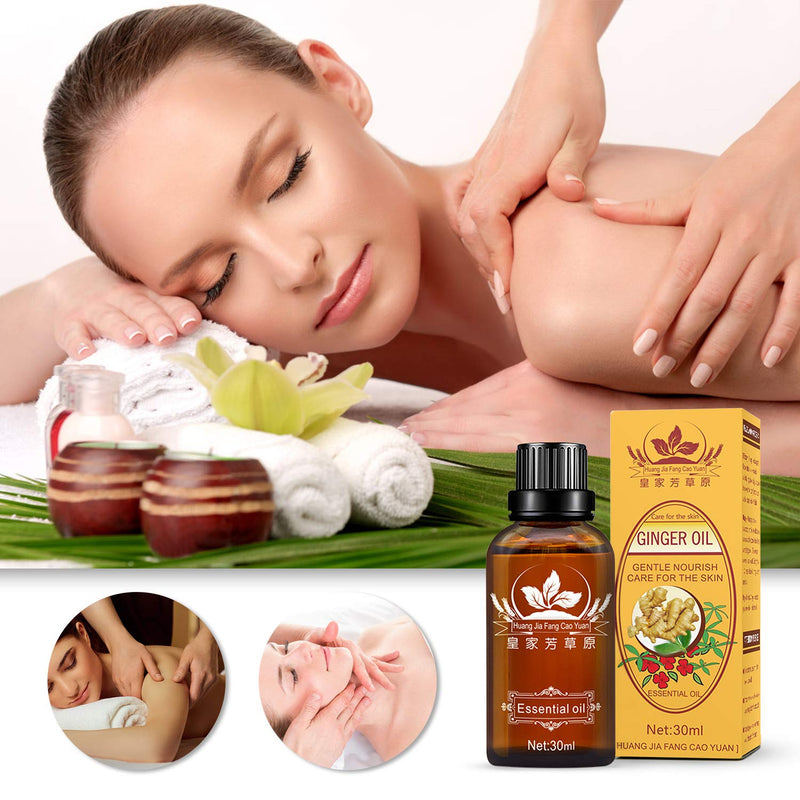 Ginger Massage Oil, 100% Pure Natural Organic Ginger Essential Oil for SPA Massage, Body Relaxation and Lymphatic Drainage (1 Pack) 30 ml (Pack of 1) - BeesActive Australia