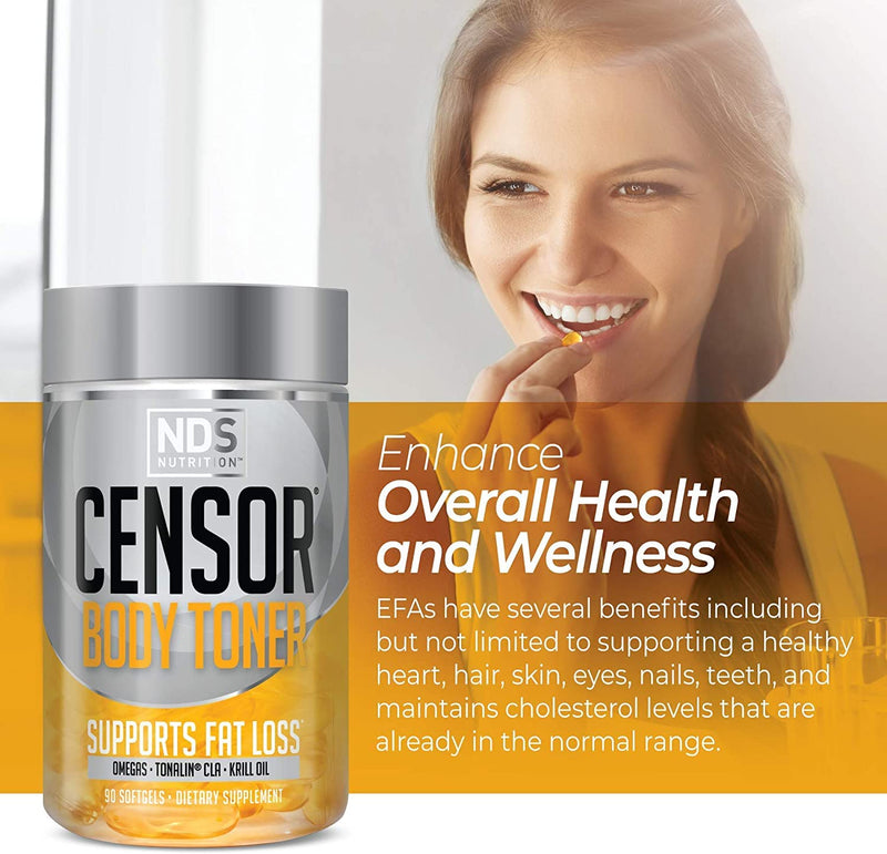 Censor NDS Nutrition Fat Loss and Body Toner with CLA, Fish Oil, Safflower and Omega 3-6-9 Blend - Dietary Supplement for Improved Energy and Health (90 Softgels) 90 Count - BeesActive Australia