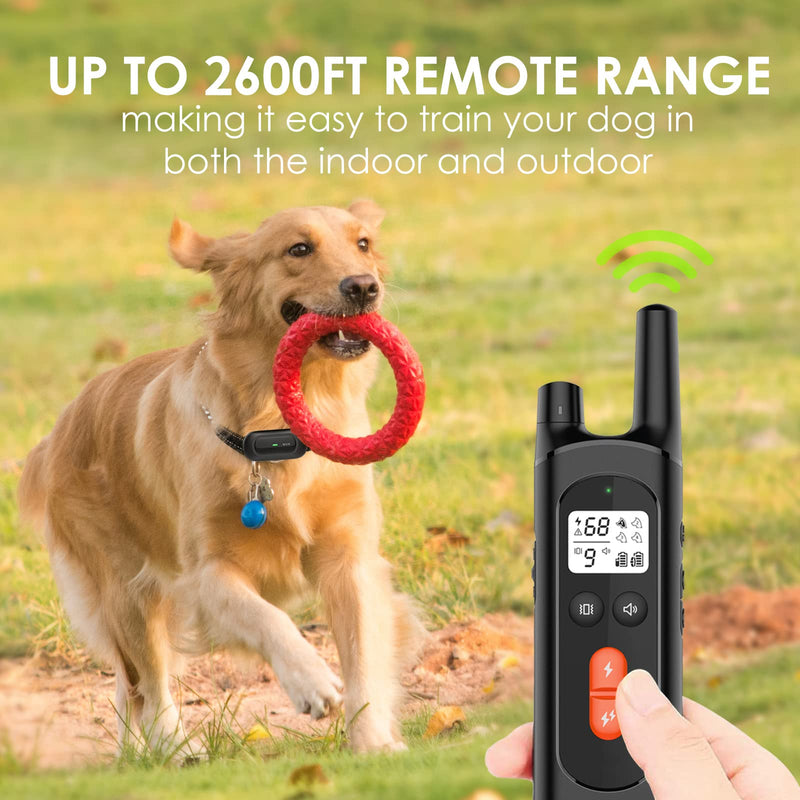 Dog Training Collar, Dog Shock Collar for Large Medium Small Dogs with Remote Range 2600Ft , Waterproof Rechargeable with Vibration, Beep, Shock Modes, 0 to 99 Adjustable Shock Levels - BeesActive Australia