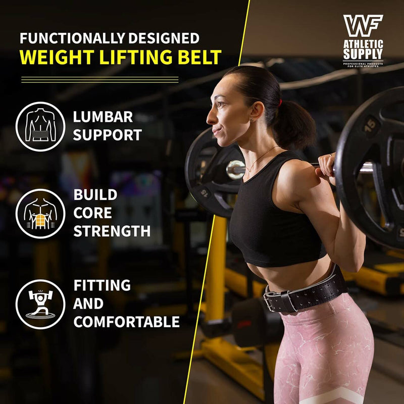 CAPHAUS Leather Weightlifting Belt, Heavy Duty Pro Leather Belt with Adjustable Buckle - Stabilizing Lower Back Support 4 Inches Wide Great for Weightlifting, Bodybuilding, Cross Training & Injury Prevention a. M/L (Waist Size: 30 - 48) - BeesActive Australia