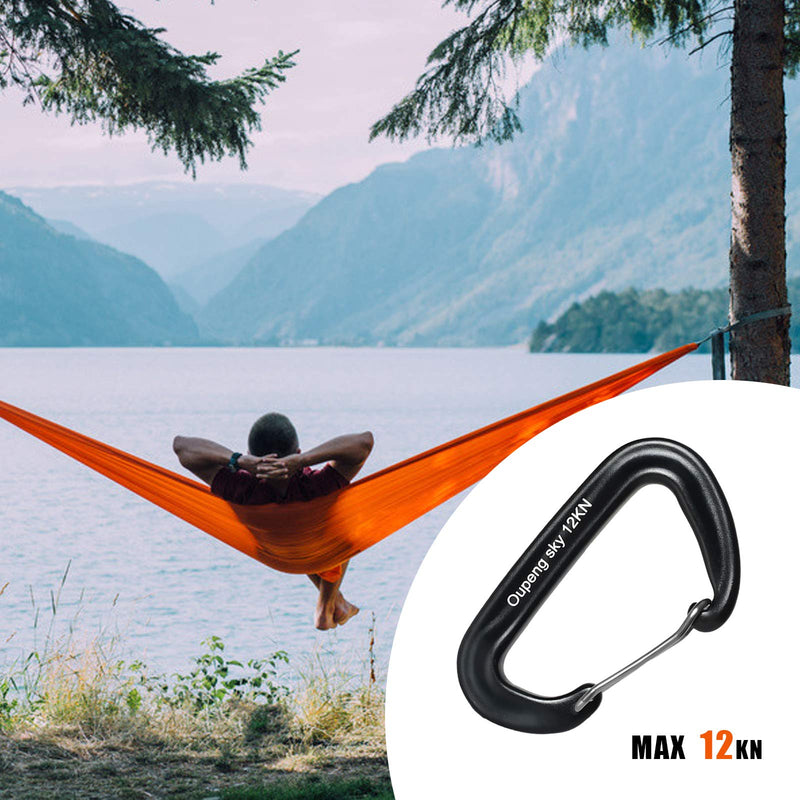 12PCS Carabiner Clips Set - 4pcs 12KN Heavy Duty Caribeaners 8pcs 66lbs Lightweight Caribeener Clips,D Ring Key Clip for Hammocks Camping Accessories Hiking Gym Keychain Locking Dog Leash and Harness - BeesActive Australia