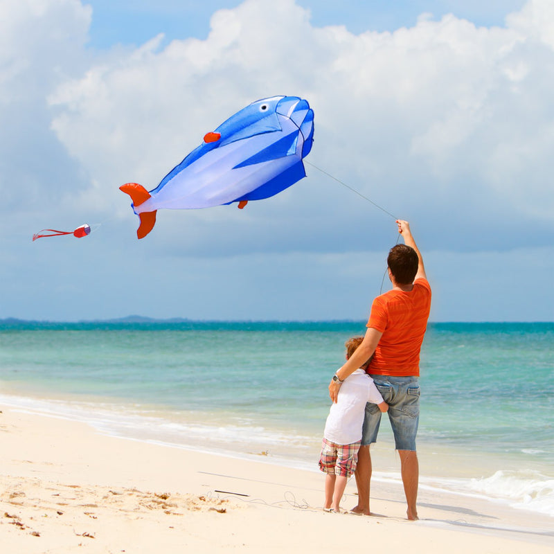 [AUSTRALIA] - HENGDA KITE 3D Kite Huge Frameless Soft Parafoil Giant Blue Dolphin Breeze Kite 