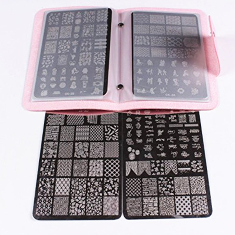 FingerAngel 4PCS XL Nail Art Stamp Plates With Stamping Image Plates Collection Manicure Tools Plate Organizers - BeesActive Australia