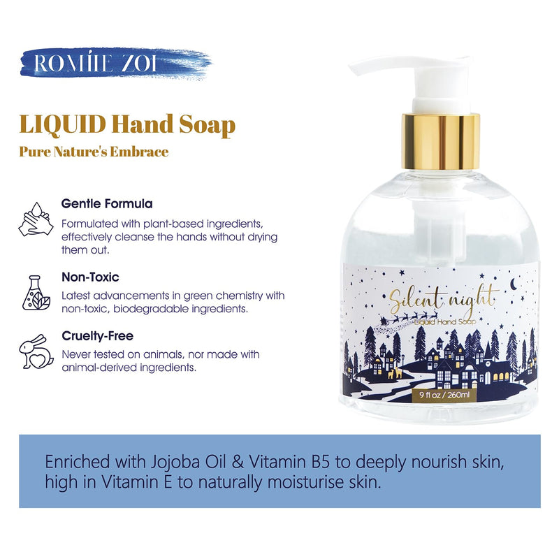 ROMIIE ZOI Christmas Liquid Hand Soap with Gift Box - Silent Night, Infused with Fresh-Cut Spruce Branches Aroma - 260ml/ 9 fl.oz 9.00 Fl Oz (Pack of 1) - BeesActive Australia