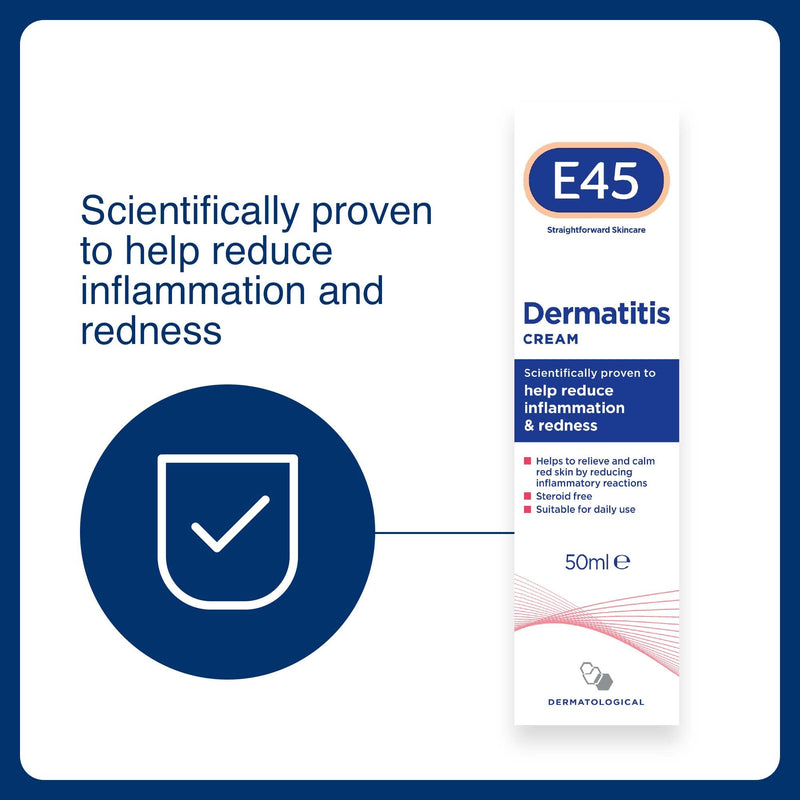 E45 Dermatitis Cream for Inflammation and Redness, Steroid Free, Anti-inflammatory Cream, Eczema Repair Moisturiser, 50 ml - BeesActive Australia