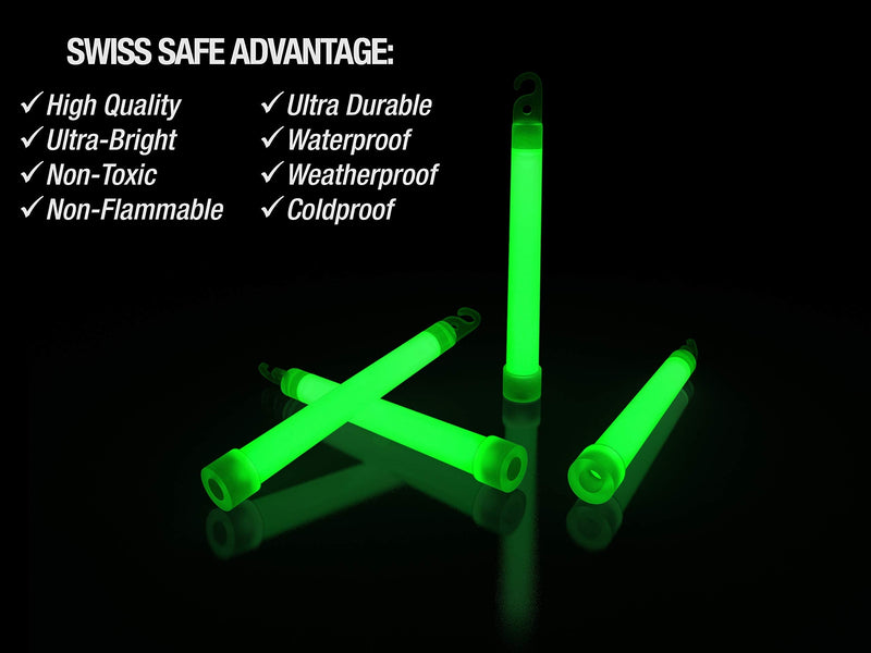 Swiss Safe Premium 6" Glow Sticks - Extra Bright, 12+ Hour Duration, Emergency Ready - BeesActive Australia