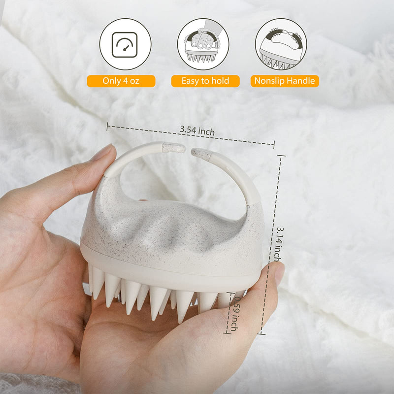 Sndyi Scalp Massager Shampoo Brush, Scalp Scrubber with Soft Silicone Bristles, Scalp Exfoliator for Dandruff Removal, Scalp Massager for Hair Growth, Wet Dry Hair Brush for Scalp Care Beige - BeesActive Australia