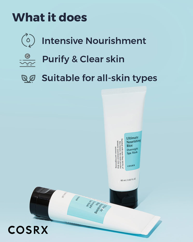 COSRX Ultimate Nourishing Rice Overnight Spa Mask, 60ml | Facial Moisturizer with Rice Extract and Niacinamide | Leave-on Face Mask | Korean Skincare - BeesActive Australia