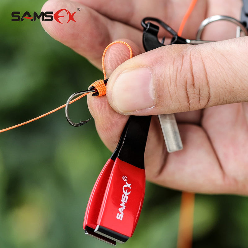 SAMSFX Fly Fishing Knot Tying Tools Quick Knot Tool for Fishing Hooks, Lures, Flies, Trout Line Backing, Come with Zinger Retractors Oval Zinger & Black Knot Tool - BeesActive Australia