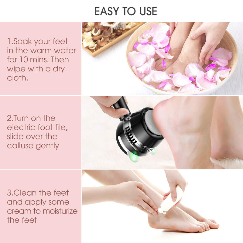 Electric Foot Callus Removers, Rechargeable Pedicure Tools Portable Foot File Callus Remover with Vacuum, Dead Skin Remover for Feet, Professional Foot Care for Women Men Hard Cracked Dry Skin - BeesActive Australia