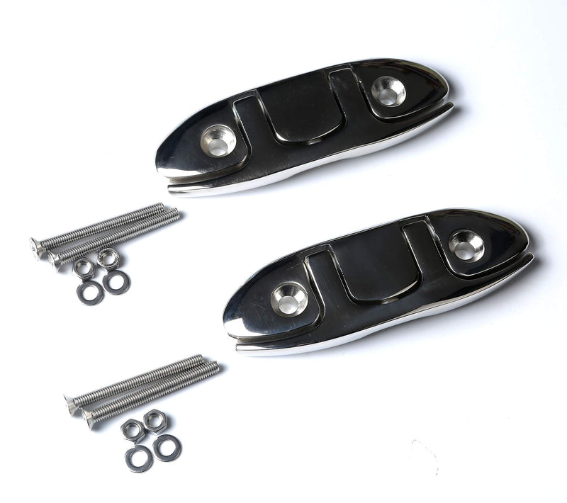 [AUSTRALIA] - MX Boat Cleat,4-1/2" Folding Cleat Dock Stainless Steel w/Fasteners (Silver, 4-1/2" Pair) 
