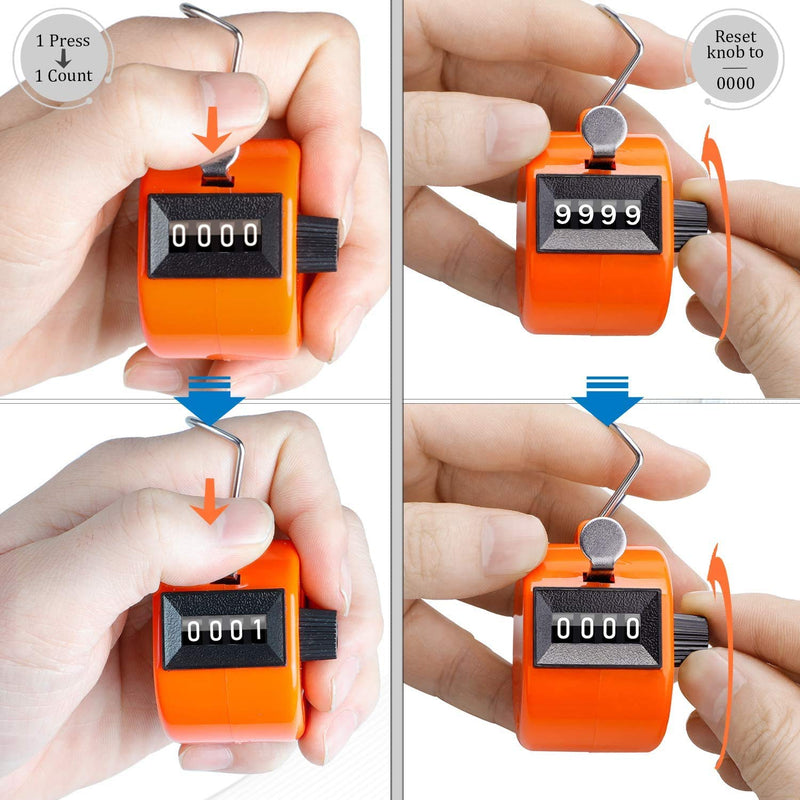 White Deer Hand Tally Counter 4 Digit Number Dual Clicker Golf Handy Convenient white - BeesActive Australia