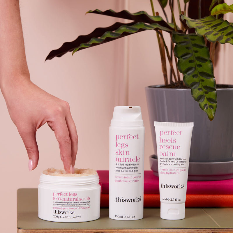 This Works Perfect Legs 100% Natural Scrub: An Exfoliating Pink Himalayan and Sea Salt Body Scrub, Infused with Blackcurrant and Sweet Almond Essential Oils to Soften and Smooth Skin, 200g - BeesActive Australia