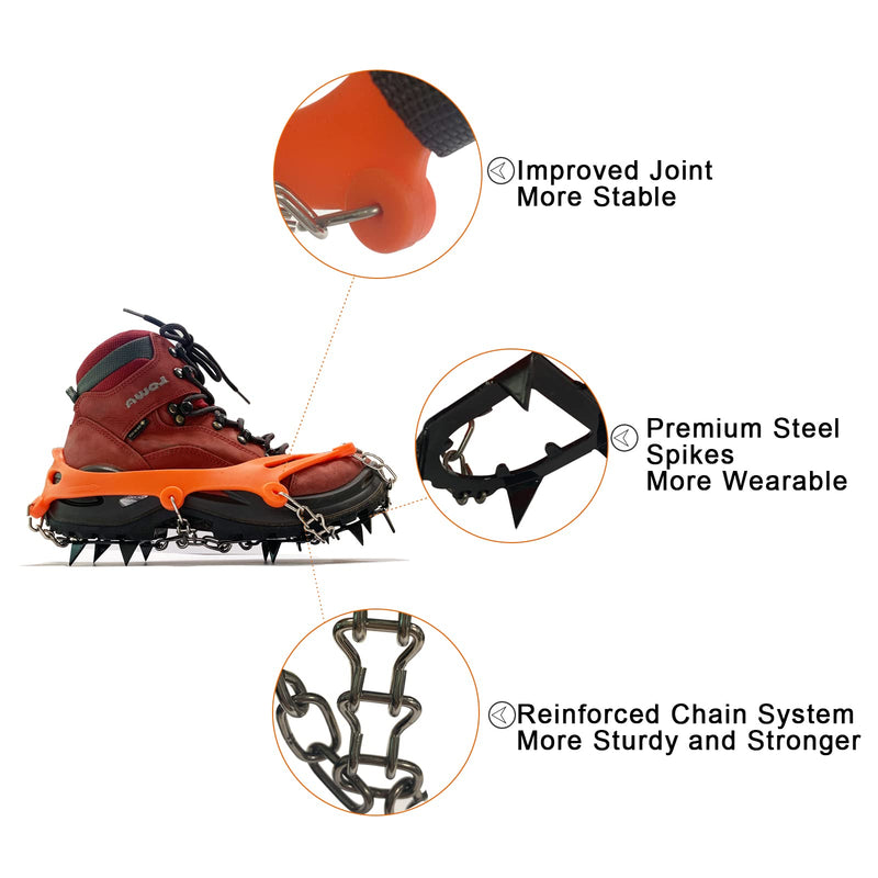 Crampons Ice Cleats Traction Stainless Whole Steel Plate Snow Grips for Boots Shoes Men Women Adults Unisex Anti-Skid Safe Protect for Walking, Hiking, Ice Fishing, Climbing X-Large - BeesActive Australia