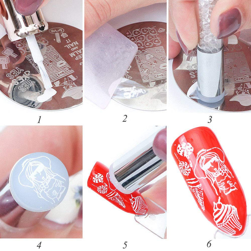 Lookathot 12PCS Nail Art Image Stamp Stamping Plates with 1 Stamper, 1 Scraper Valentine's Styles Small Floral Rose Butterfly Flamingo Love Heart - BeesActive Australia
