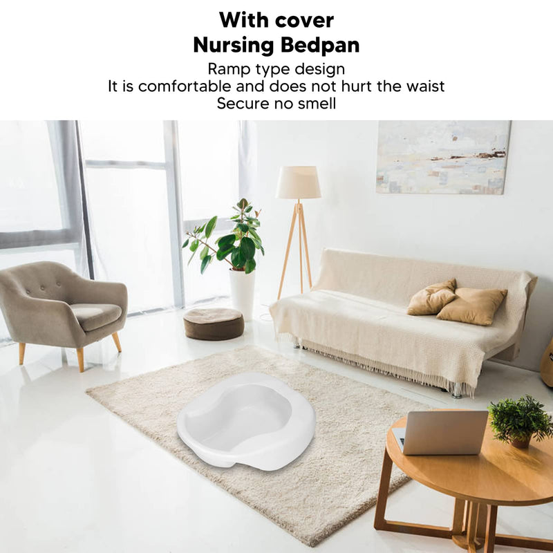 Alomejor Nursing Bedpan, Plastic Bed Pans Heavy Duty Urinal Slipper Bedpan with Lid for Elderly Bed Bound Adults White - BeesActive Australia