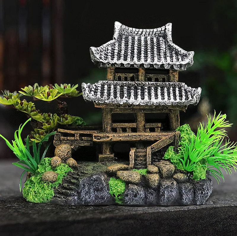 IBWell Classical Large Chinese Building Resin Aquarium Castle Decorations Fish Tank Ornaments #Building - BeesActive Australia