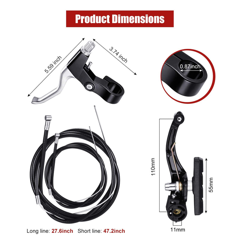 Complete Bike Brake Set, Black Front and Rear Bike MTB Hybrid Brake Inner and Outer Cables and Lever Kit Includes Callipers Levers Cables Black - BeesActive Australia