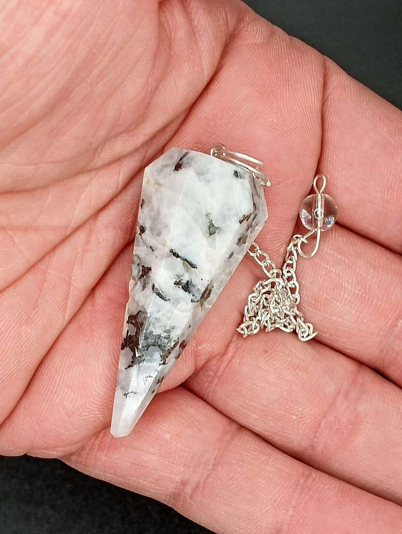 Dowsing Pendulum Healing Crystals Orgonite Crystal Point Scrying Dowser 100% Genuine Gemstone Crystal Pendulum Handcrafted Healing Crystal Gifts,Witchcraft Supplies (White Rainbow Moonstone) White Rainbow Moonstone - BeesActive Australia