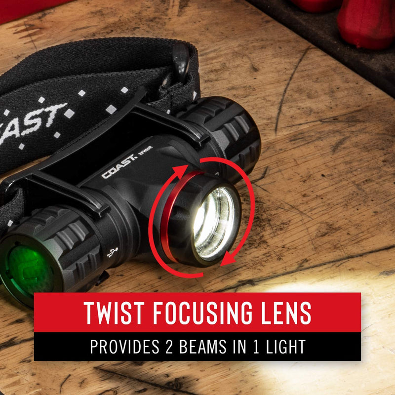 Coast XPH30R 1000 Lumen USB-C Rechargeable Dual Power Headlamp with Twist Focus Beam and Magnetic Base - BeesActive Australia