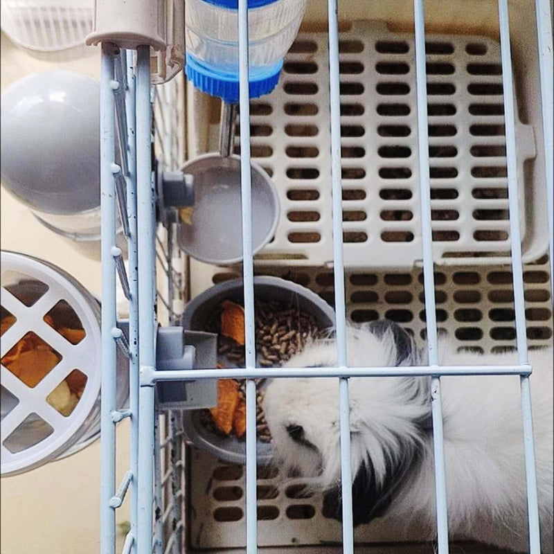 Tfwadmx Rabbit Hanging Auto Food Water Dispenser Pet Cage Suspended Food Water Bowl Chinchilla Gravity Detachable Feeder Waterer Set for Puppy Kitten Bunny Ferrets Guinea Pig Water + Food Dispenser gray - BeesActive Australia