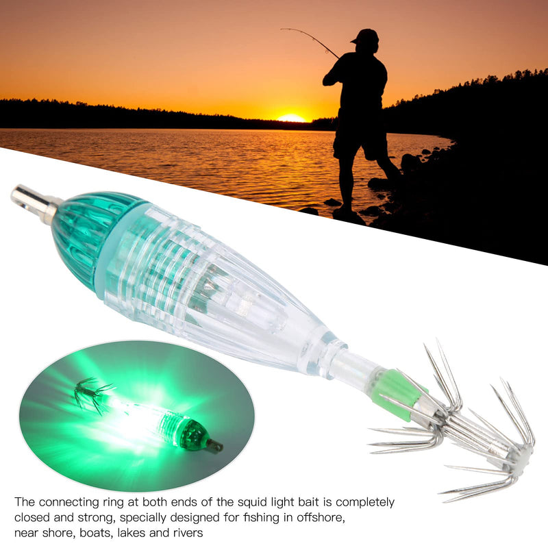 VGEBY Fishing Lure Light, Fishing LED Lure Light Squid Shape Green Light Color Bait Underwater Lamp with Hook - BeesActive Australia