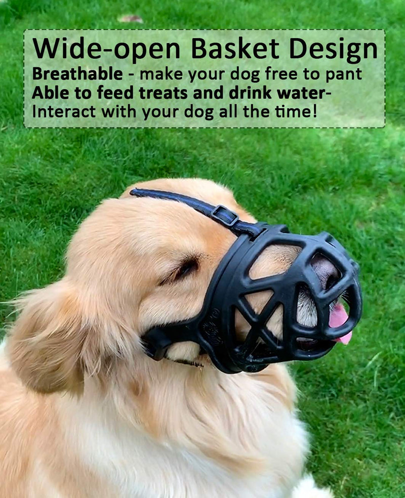 Dog Muzzle, Breathable Basket Muzzles for Small, Medium, Large and X-Large Dogs, Anti-Biting, Barking and Chewing Dog Mouth Cover L Black - BeesActive Australia