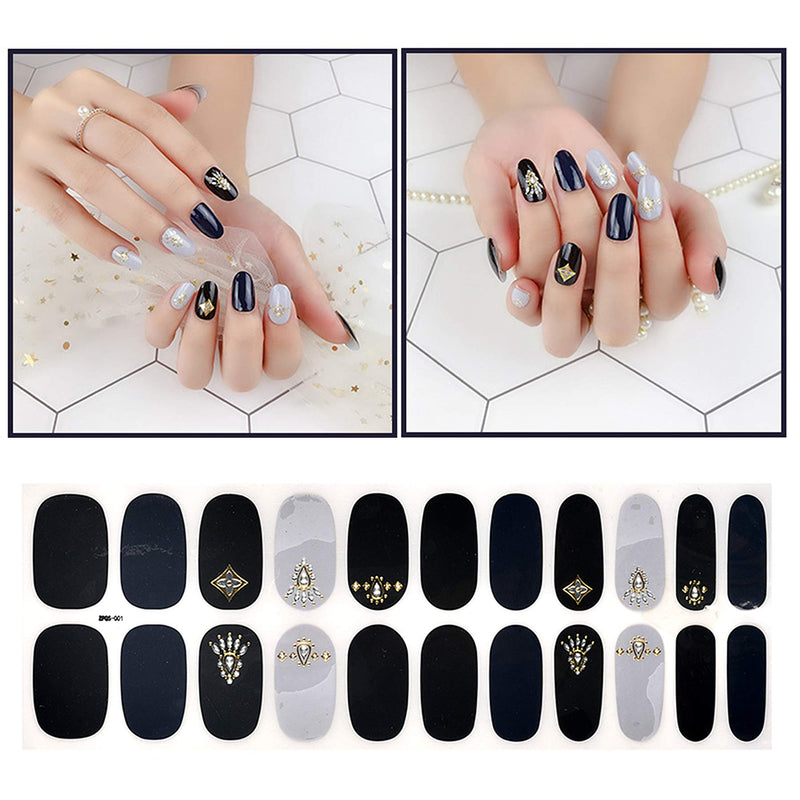 Vtrem 22 Pieces Nail Stickers Self-Adhesive Full Cover Nail Polish Strips with Nail File, Nail Art Decals Manicure Kits for Women Girls Festive Gifts, Birthday Gifts, Art Theme Party, Style 1 22 Pieces Nail Stickers / Style 1 - BeesActive Australia