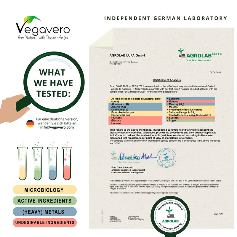 Pure D-Mannose Powder Vegavero® 250g | NO Additives | 100% Naturally Sourced from Corn | Scoop Included | Vegan - BeesActive Australia