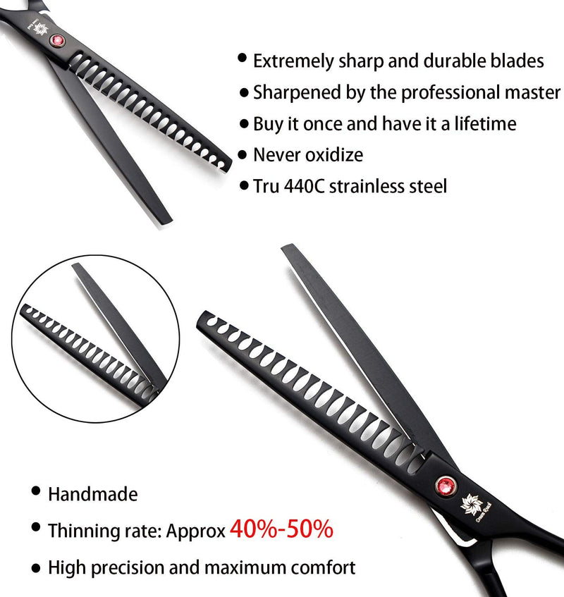 Dream Reach Professional Pet 7.0 Inches Cat Dog Grooming Shears Scissors, Straight, Curved, Thinning/Blending/Chunking Scissors Kit Chunker Shear - BeesActive Australia