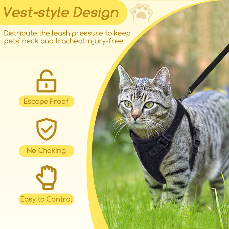 Cat Harness and Leash, Nobleza Reflective Adjustable Vest Harness with Soft Breathable Air Mesh, No Pull Walking Escape Proof Harness and Leash Set for Growing Kittens, Cats, Puppies Medium - BeesActive Australia