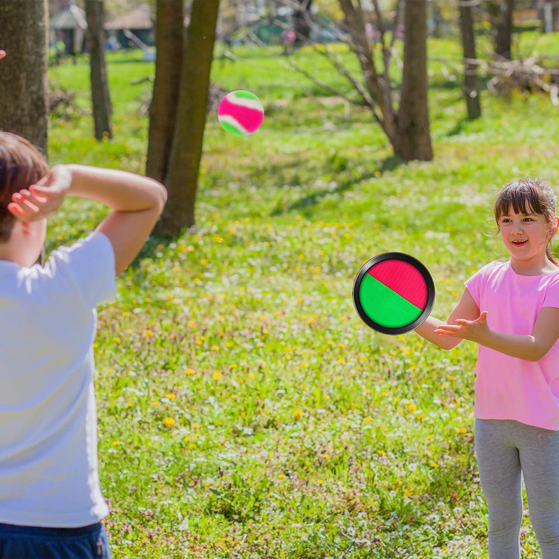 Cooraby Toss and Catch Paddle Game Disc 4 Set Paddle Toss and Catch Ball Sport Game Suitable for Sports, Beach and Party Favor with Storage Bag, 8 Paddles and 8 Balls 15.5cm - BeesActive Australia