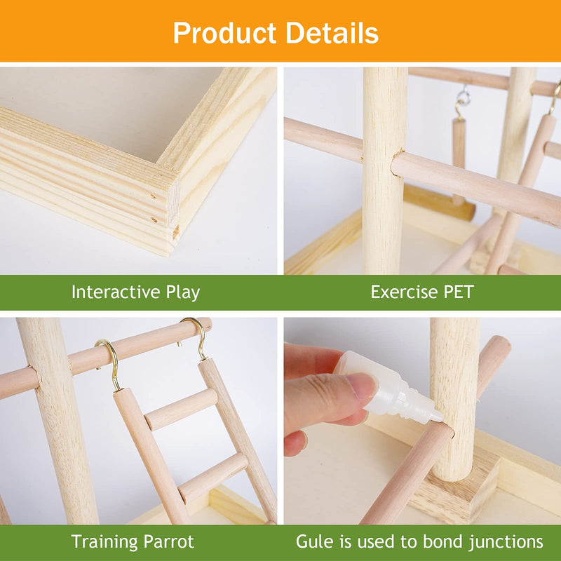 Joyeee Parrot Perches for Large Birds, Bird Wooden Playpen, Parakeet Perch Pet Birds Playpen Toys, Bird Rope Perch, Bird Balls, Large Medium Small Birds Wooden Play Gym #8 - BeesActive Australia