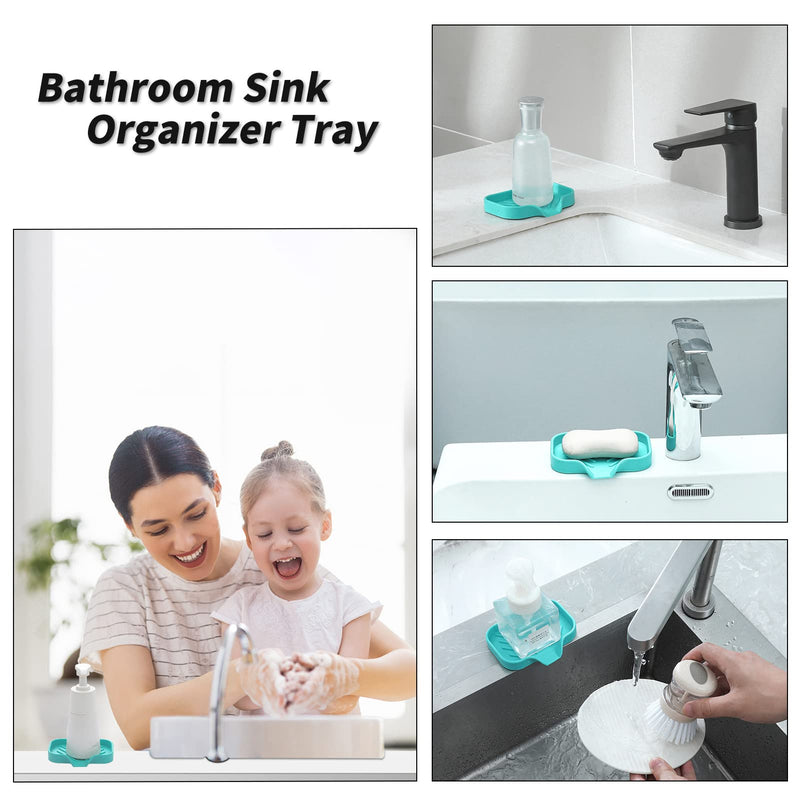 MicoYang Silicone Bathroom Soap Dishes with Drain Spout-Bathroom and Kitchen Sink Organizer,Sponge Holder,Dish Soap Tray,Perfect for Dispenser,Scrubber,Bottle,Cup on Sink or Counter-Mint 4.9"×3.2" Mint S(4.9"×3.2") - BeesActive Australia