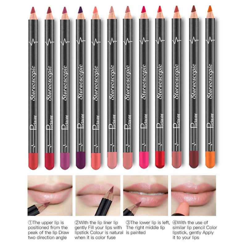 DC-BEAUTIFUL 12Pcs Lot Set 12 Colors Lip Liner Pencil Waterproof Non-marking Matt Velvet Lipstick Pen - BeesActive Australia