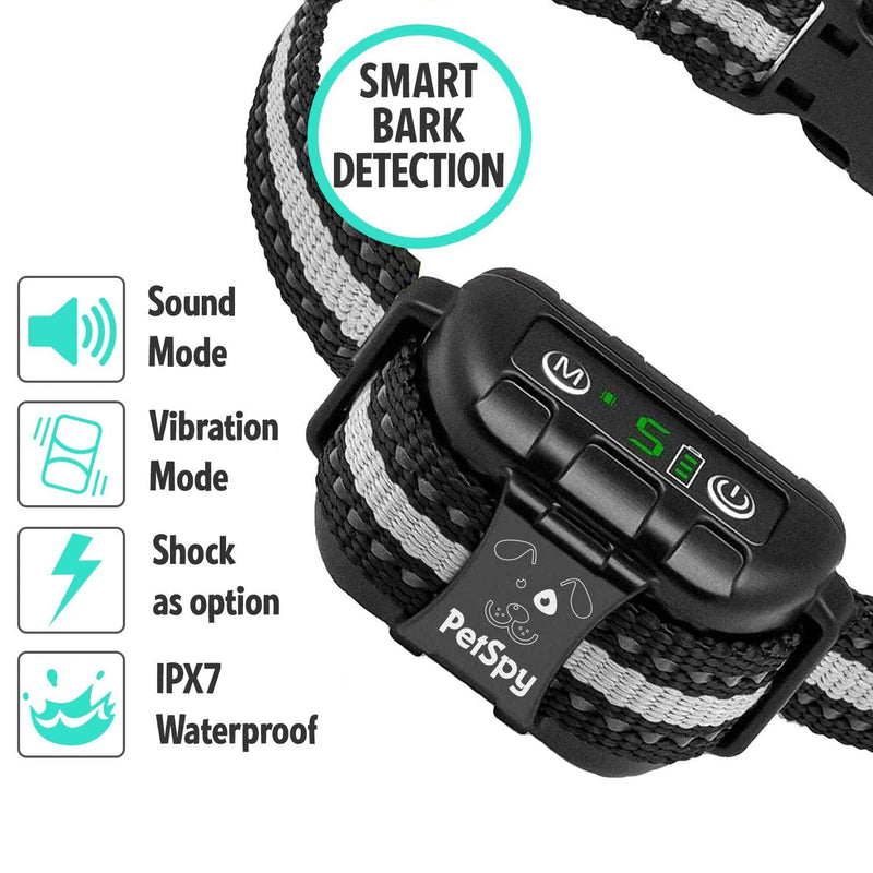 PetSpy Dog Bark Collar for No Barking Control Training w/3 Anti-Bark Modes Beep Vibration No Harm Shock IPx7 Waterproof for Small Medium Large Dogs - BeesActive Australia