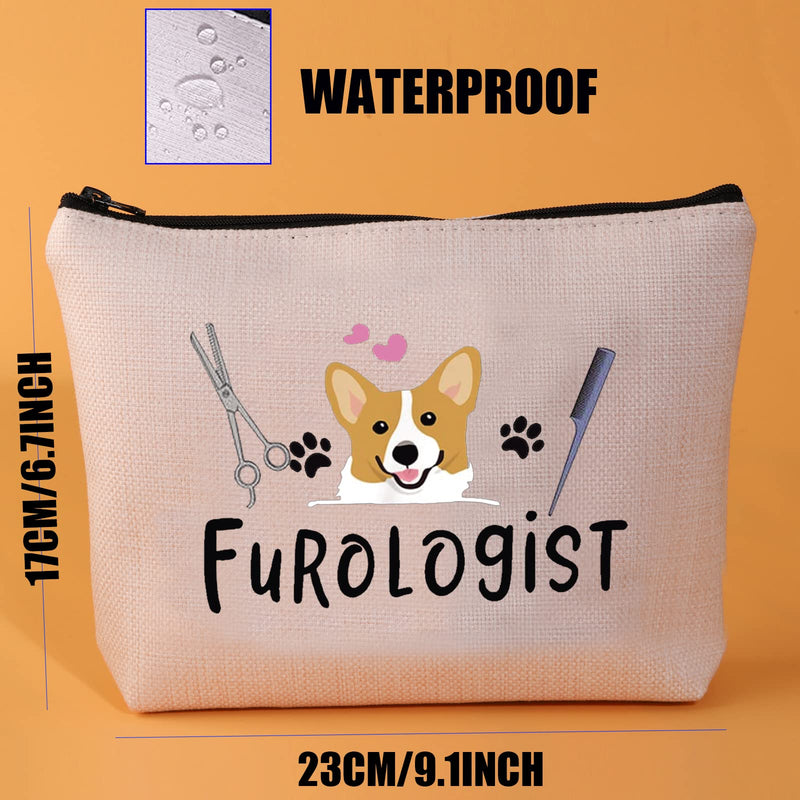 JYTAPP Furologist Funny Puppy Stylist Cute Dog Groomer Cosmetic Bag Dog Groomer Survival Kit Makeup Zipper Pouch Bag Pet Grooming Gifts BEIGE - BeesActive Australia