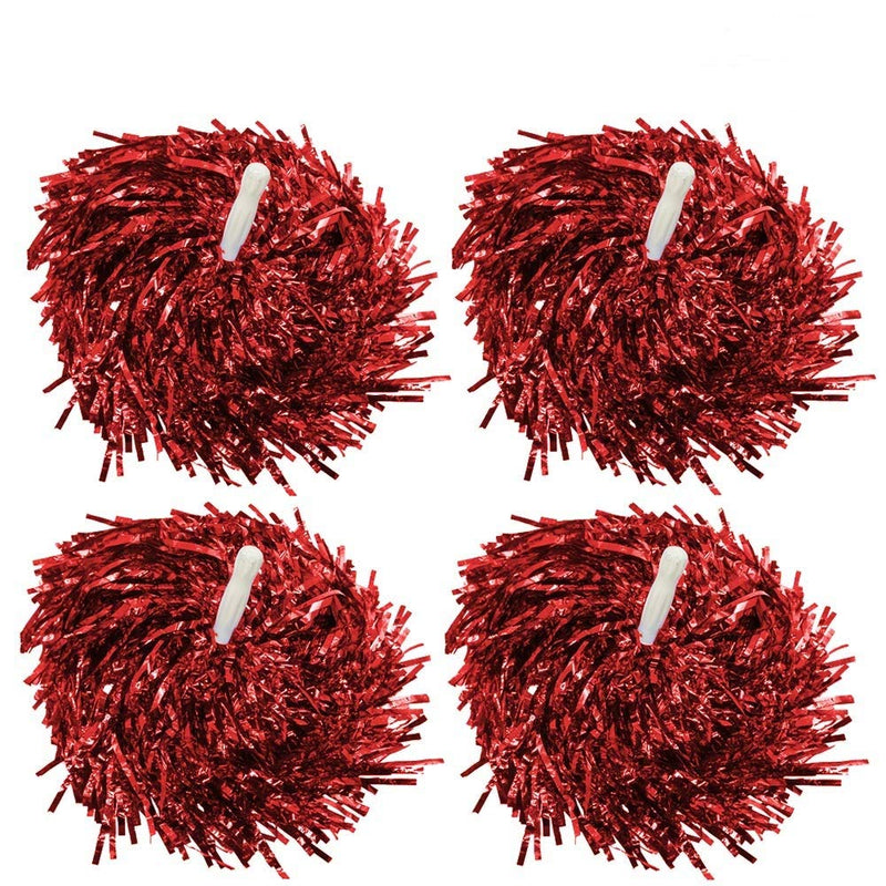 [AUSTRALIA] - Comicfs 12 PCS Cheerleading Pom Poms Sports Dance Cheer Plastic Pom Pom for Sports Team Spirit Cheering, Party Dance Sports Metallic Foil- Red 