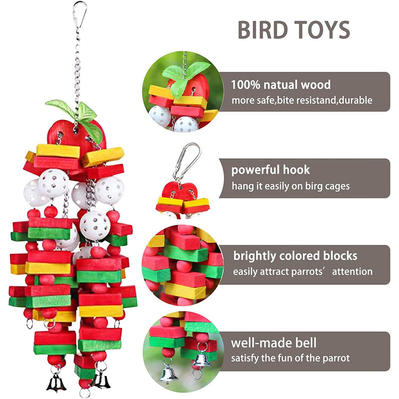 MQ Bird Parrot Toys with Nature Wood Bird Chewing Toys for Medium and Large Birds, Best Toys for African Grey, Parakeets, Amazon Parrots, Finch, Budgie, Cockatiels, Conures and Love Birds. Wooden Apple - BeesActive Australia