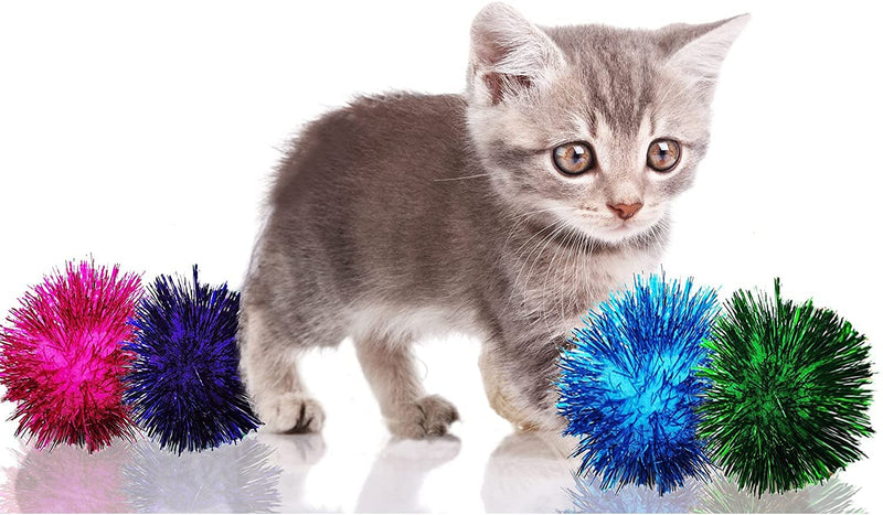 20 Pcs 2 Inch Sparkle Ball Cat Toy Interactive Balls Multicolor for Kittens Exercise and Multiple Cats Play and Chase - BeesActive Australia