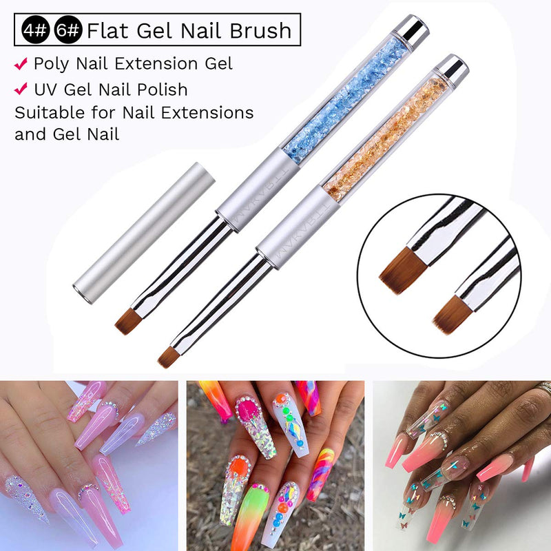 Makartt 6pcs Poly Nail Extension Gel Brush Acrylic Nail Brush Set 3D Gel Nail Art Brush Pen Set with Roll Up Bag Q-10 - BeesActive Australia