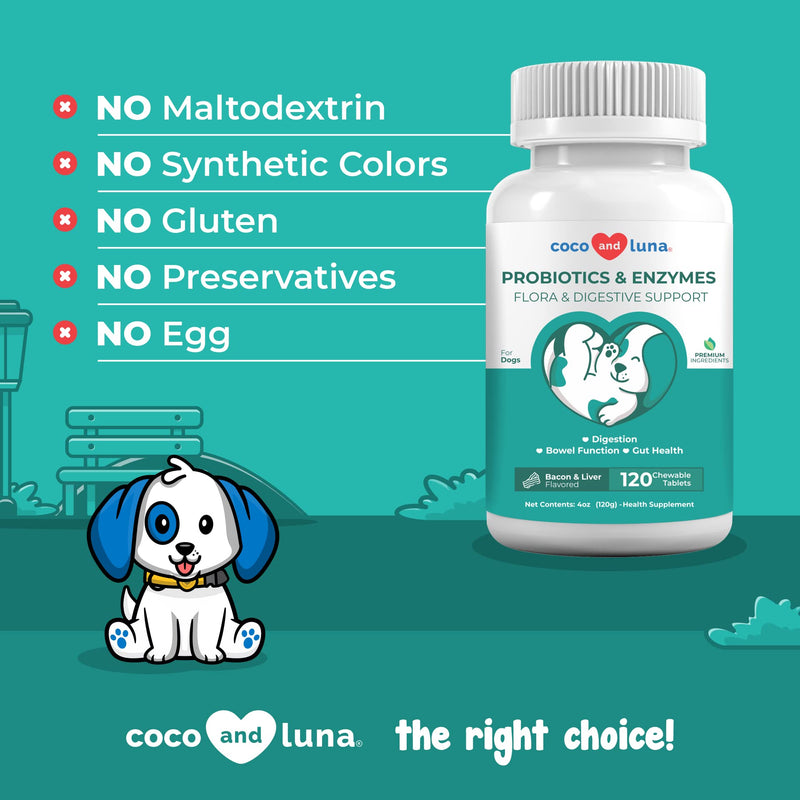 Probiotics for Dogs - 5.5 Billion CFUs with Digestive Enzymes and Prebiotics - Dog Allergies, Diarrhea, Bad Dog Breath, Constipation, Yeast, Hot Spots, Gas Relief - 120 Chewable Tablets - BeesActive Australia