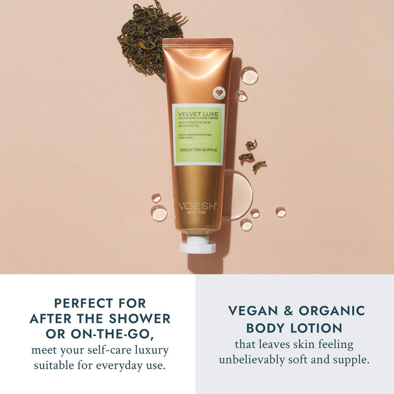 VOESH Velvet Luxe Vegan Hand and Body Lotion Scented Body Lotion - Aromatherapy Lotion - Luxe Lotion for Dry Skin - Moisturizing Hand Cream - Travel Size Lotion 8.5oz (Green Tea) Green Tea - BeesActive Australia