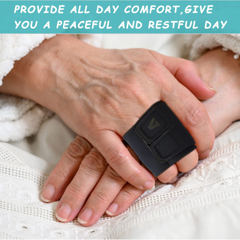 VerteLife Finger Splint, Breathable Finger Buddy Wraps Finger Sleeve Support Adjustable Elastic Finger Brace Sports Aid for Arthritis Trigger Finger Finger Pain Relief and Sport Injuries - Black/M Double M - BeesActive Australia