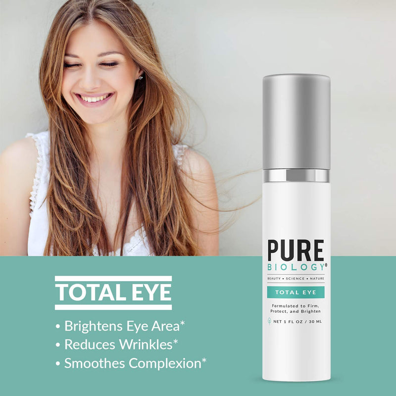 Pure Biology Premium Total Eye Cream - Under Eye Cream Anti Aging Serum with Vitamin C, E & Hyaluronic Acid - Eye Cream for Dark Circles and Puffiness, Wrinkles, Eye Bags - Women & Men Eye Cream -1 oz 1 Fl Oz (Pack of 1) - BeesActive Australia