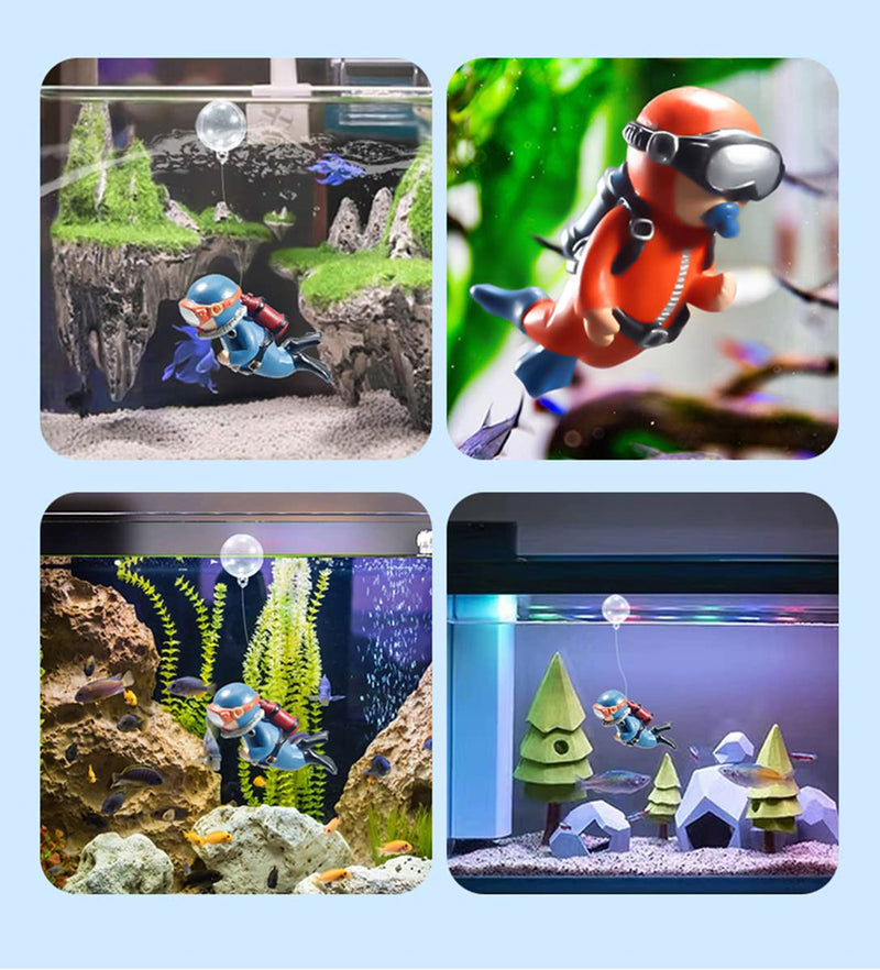 SUPTEC 2-Pack Fish Tank Decorations Cute Little Diver Aquarium Decoration Floating Aquarium Accessories Fish Playmate for Fish Tank Suitable for All Kinds of Fish and Fish Tanks Swimming Pool Blue and Orange - BeesActive Australia