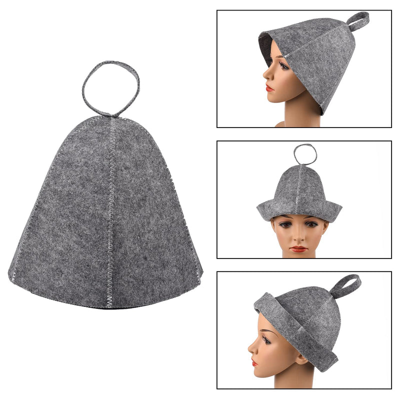 NAUZE 2Pcs Sauna Hair Felt Hat Sauna Accessories Shower Cap Hair Production Thermal Insulation Cap A Hat Used in The Sauna (Gray) Gray - BeesActive Australia