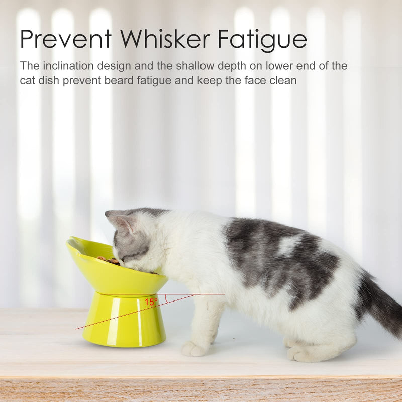 Cat Bowls Raised Cat Food Bowls,Elevated Cat Bowls Slanted for Food and Water,Cat Feeding & Watering Supplies 15° Tilted Raised Cat Bowls, Anti Vomiting Cat Dish for Indoor Cats and Small Dogs Green - BeesActive Australia