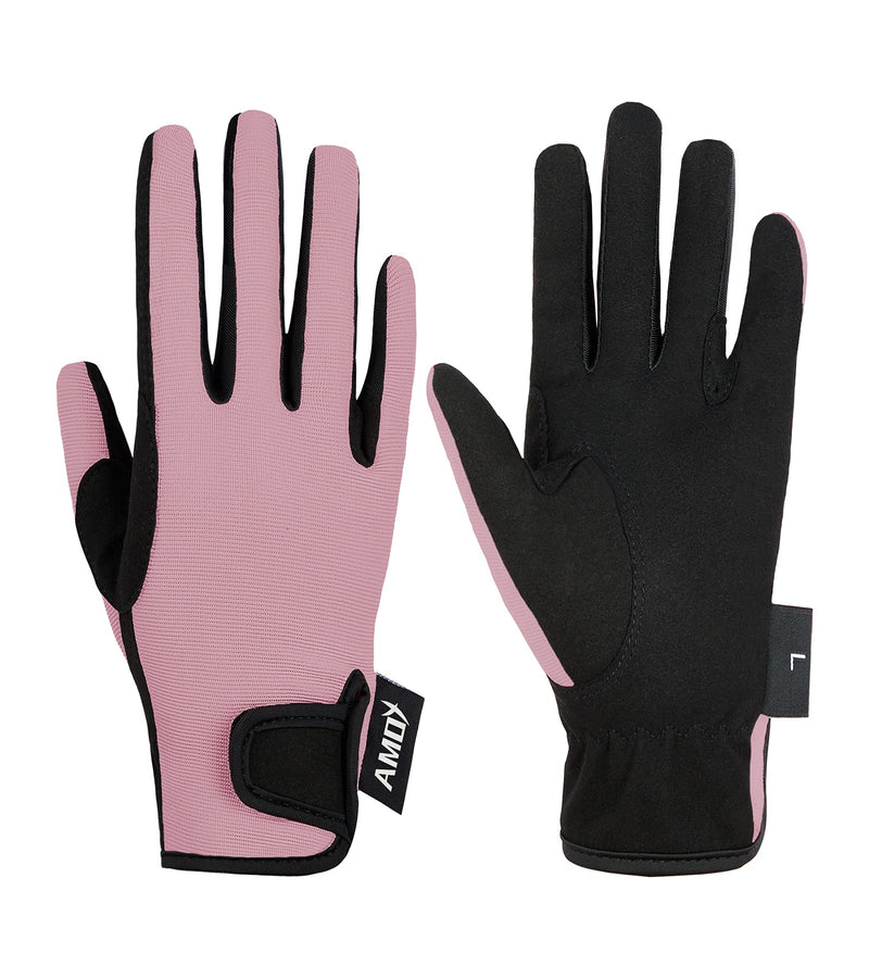 Amoy Kids Horse Riding Gloves Breathable Children Equestrian Horseback Anti-Slipping Boys & Girls Youth Outdoor Biking Cycling Sport Mitts Pink XL (Age 12-14) - BeesActive Australia