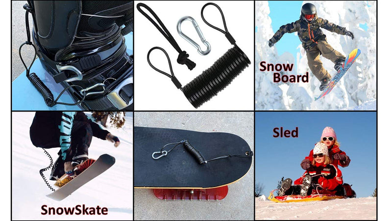 Branded Boards Safety Leash with Heavy Duty Wrist/Ankle Cuff, Carabiner & Paracord Loop. Boogie Boards, Snowboards, Surf Boards, SUP, Ski Scooters, Snowskates, Sleds, Dog Pet Lanyard Basic-1-pack - BeesActive Australia